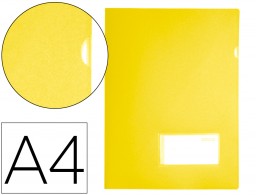 Carpeta dossier uñero Liderpapel A4 amarillo flúor solapa y tarjetero 300 g/m²
